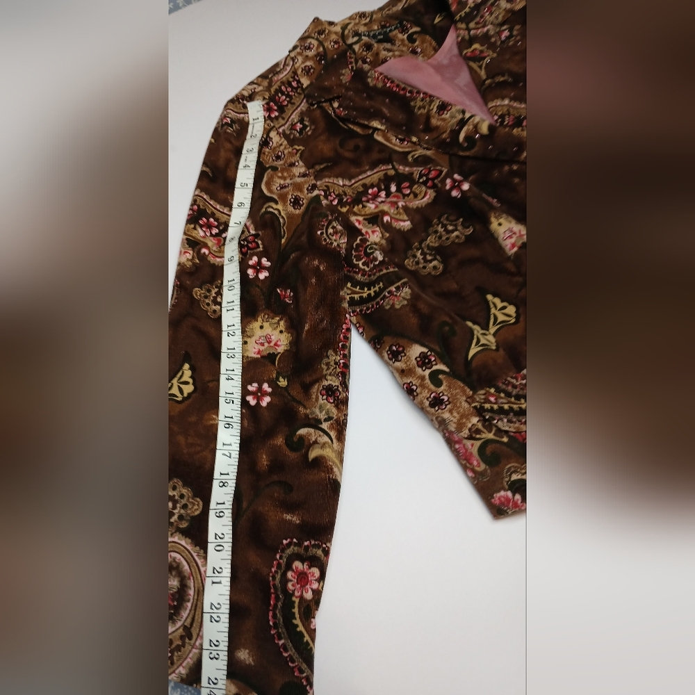 Vintage Larry Levine Woman 18W Brown Paisley Corduroy Blazer Jacket Stretch - Picture 12 of 15